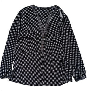 Women's Zara Basic Blouse Size M Black White Polka Dot